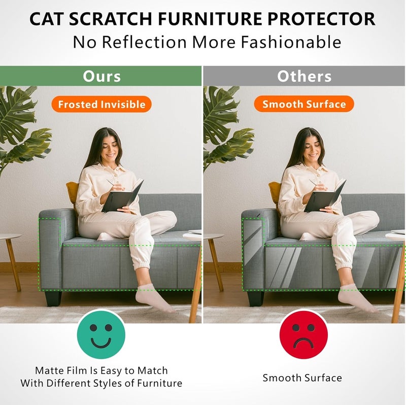 mioule Couch Furniture Protectors from Cats Scratching Claws, 12 Pack Self-Adhesive Sofa Corner Protectors, Cat Claw Deterrent for Chair, Furniture (Single-Side) - Image 2